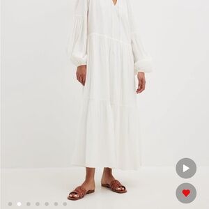 NA-KD White Long Sleeve Dress